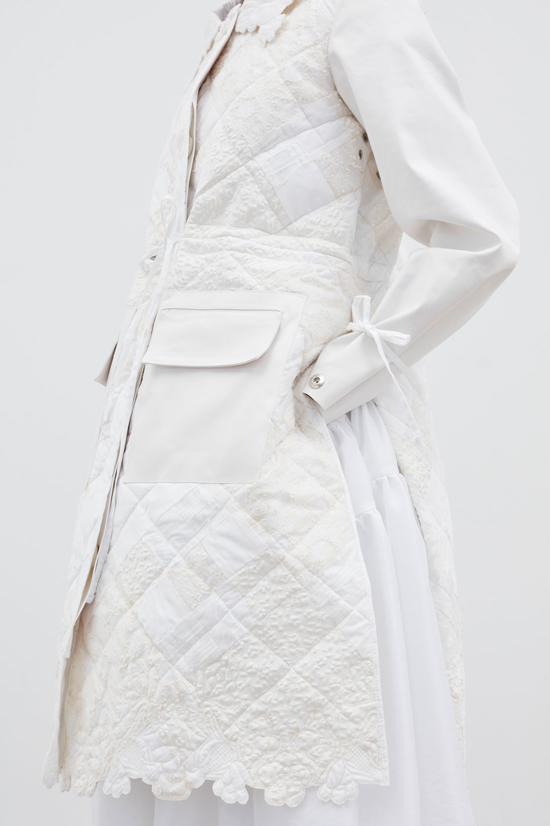 mackintosh cecilie bahnsen collaboration hanger white coat dress quilted details