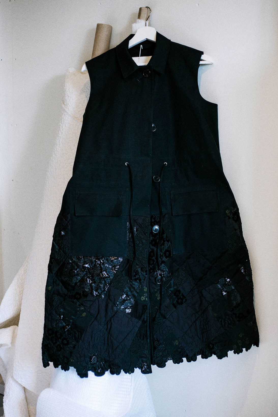 mackintosh cecilie bahnsen collaboration hanger black quilted dress pattern