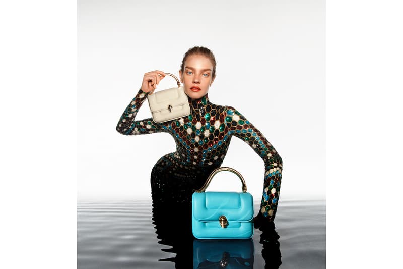 Mary Katrantzou x BVLGARI Collaboration Bag Collection Serpenti Purse Pink Campaign