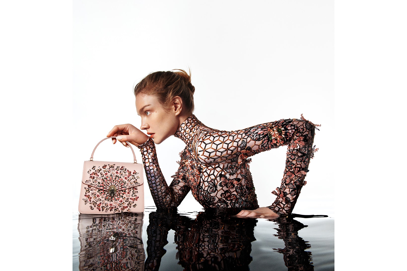 Mary Katrantzou x BVLGARI Collaboration Bag Collection Serpenti Purse Pink Campaign