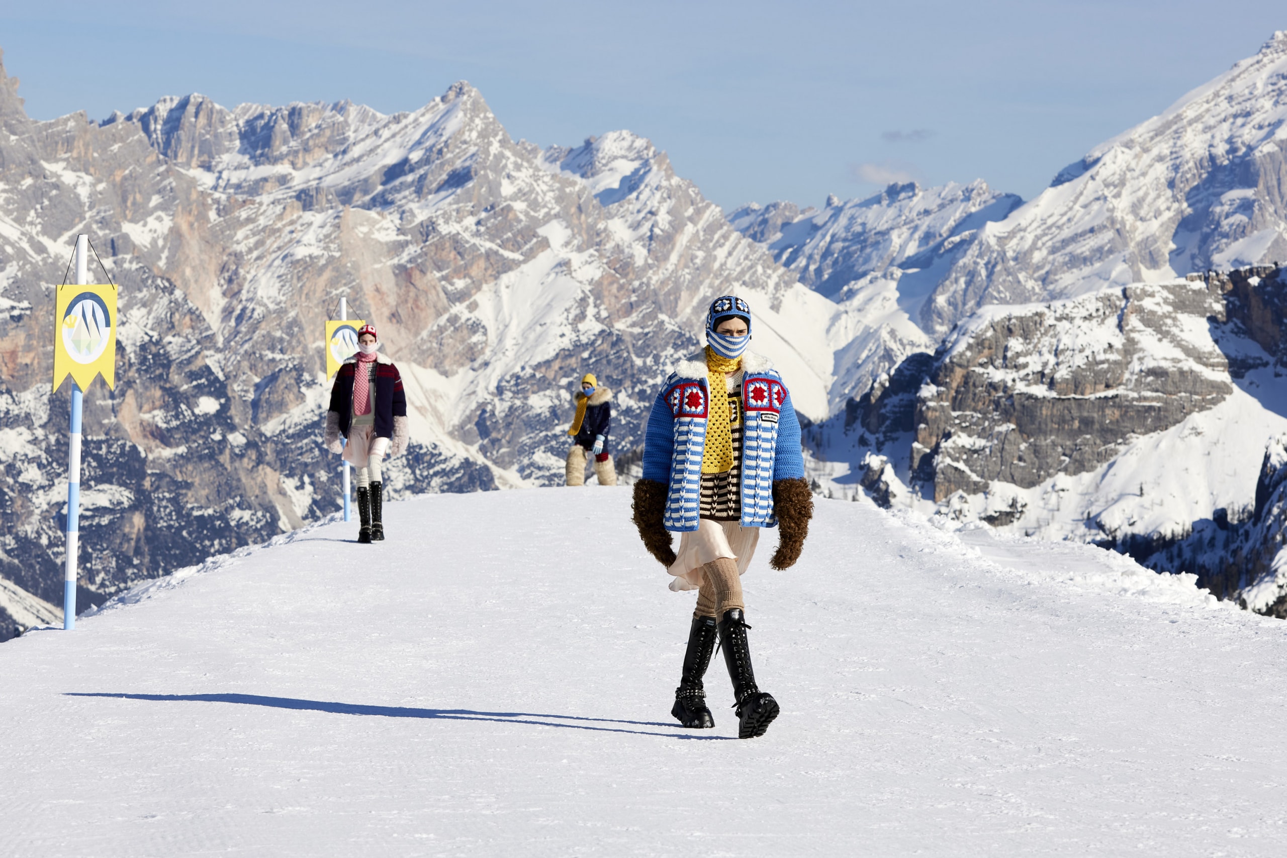 Miu Miu Fall/Winter 2021 Collection Fashion Show Alps Snow Runway Digital Presentation Video