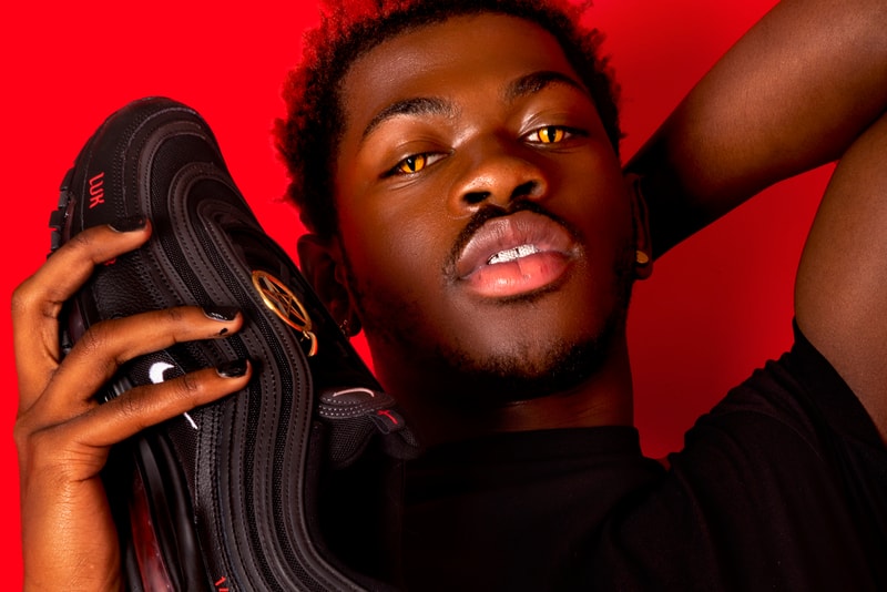 mschf lil nas x nike air max 97 am97 satan shoes sneakers human blood ink close up