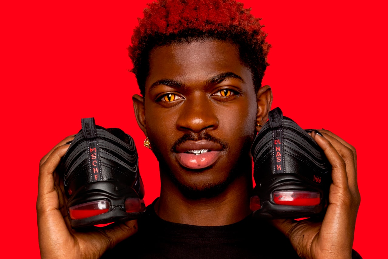 mschf lil nas x nike air max 97 am97 satan shoes sneakers human blood ink red eyes soles