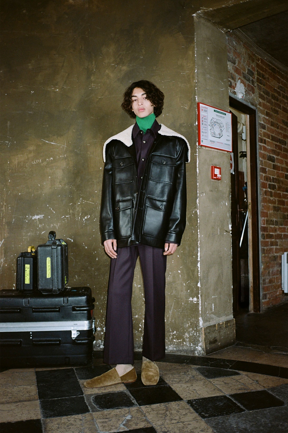 nanushka fall winter fw211 collection lookbook menswear leather jacket trousers