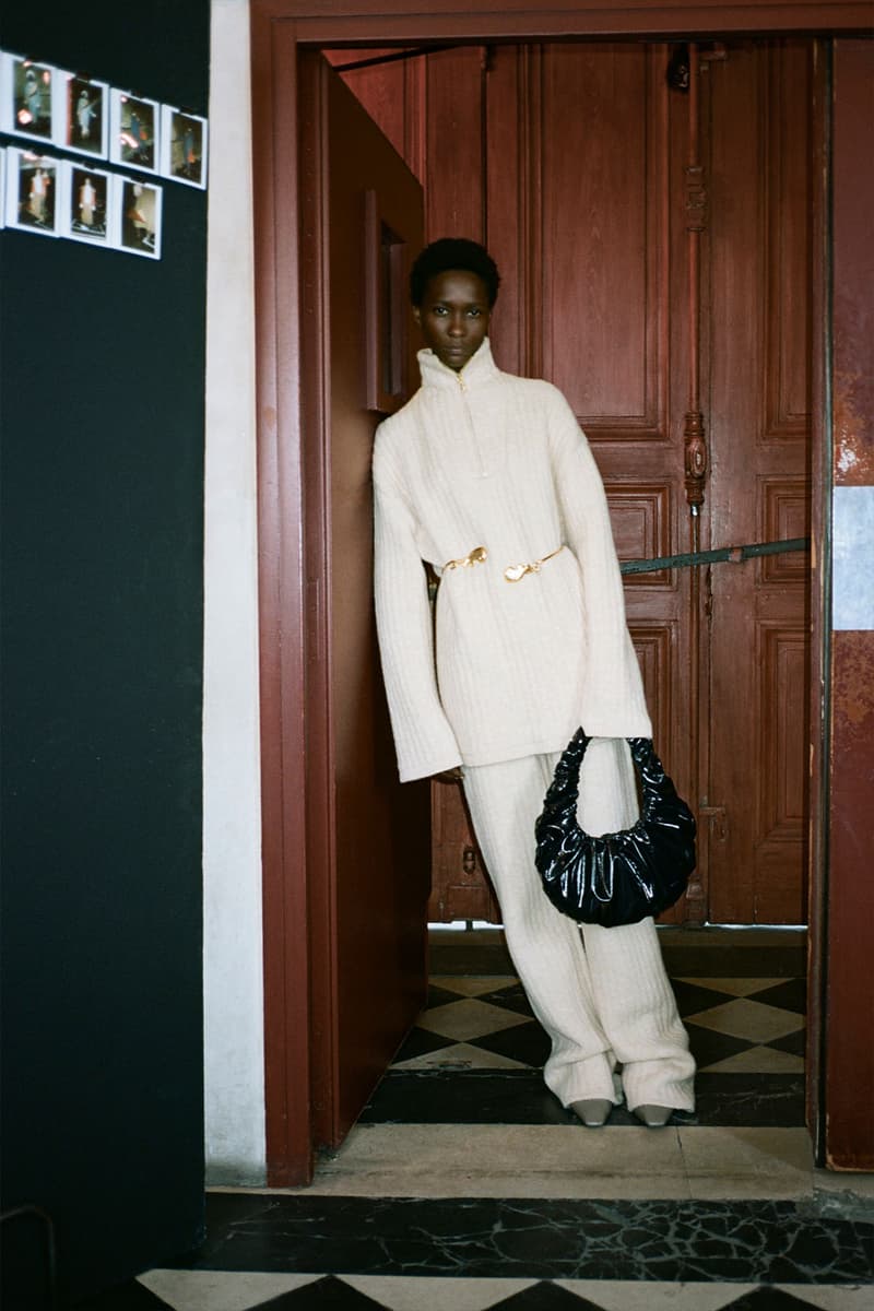 nanushka fall winter fw211 collection lookbook knitwear handbag sweater pants
