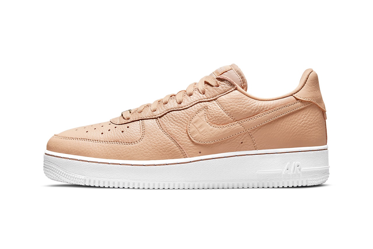nike air force 1 af1 craft bucket tan beige leather white lateral swoosh details