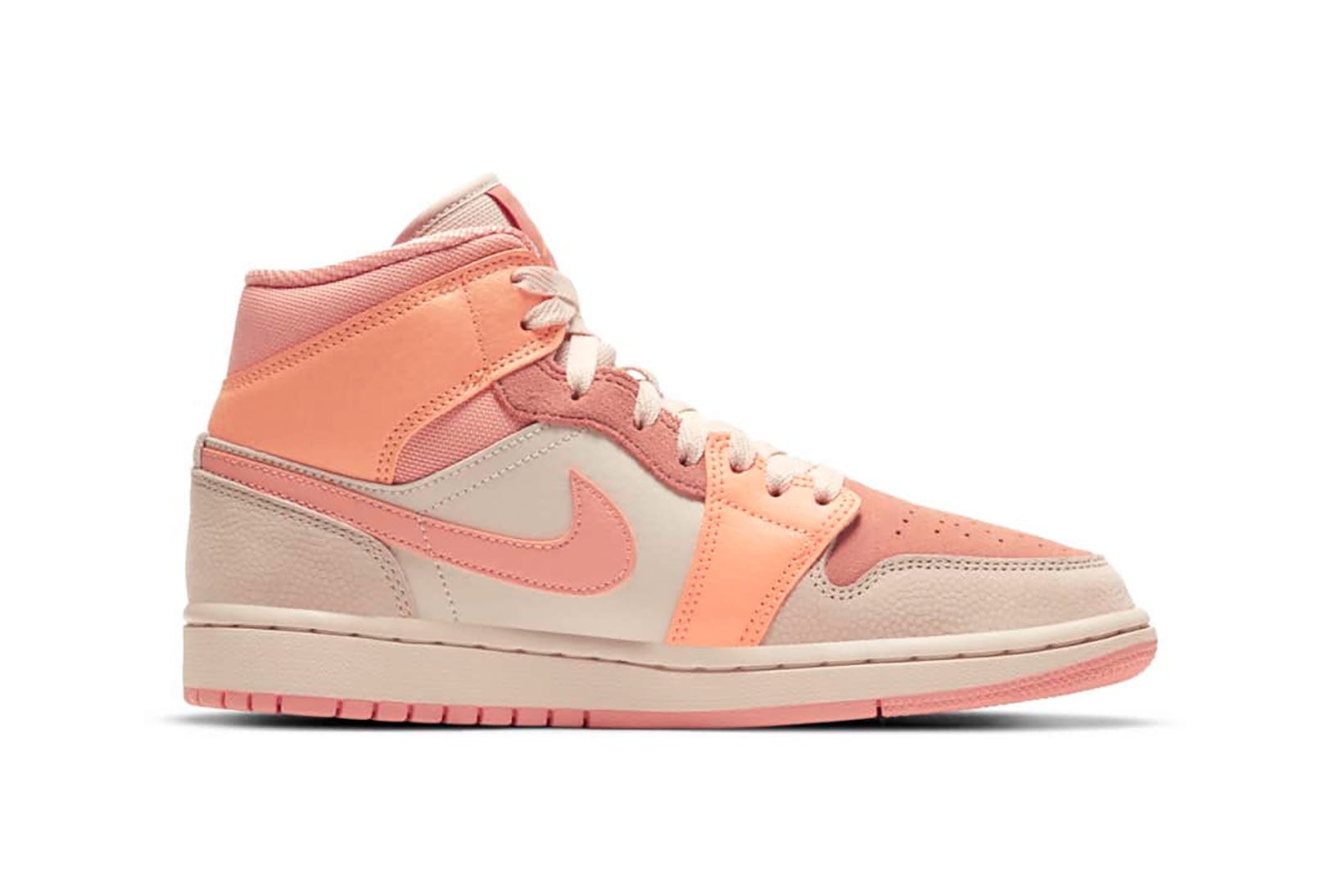 nike air jordan 1 aj1 mid womens sneakers apricot orange pink colorway shoes footwear sneakerhead kicks lateral