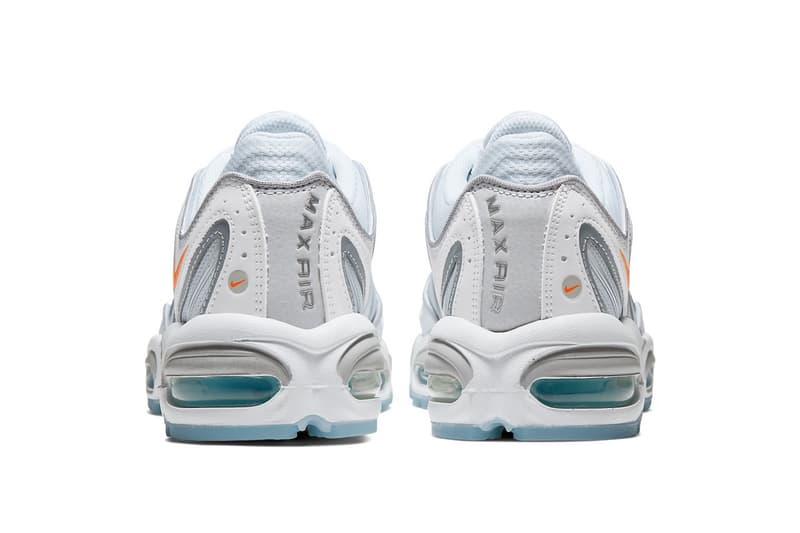 nike air max tailwind iv sneakers platinum tint white silver orange colorway footwear shoes kicks sneakerhead heel