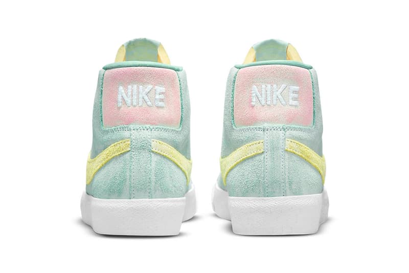 nike sb zoom blazer mid premium sneakers pastel green yellow pink white footwear shoes sneakerhead heel