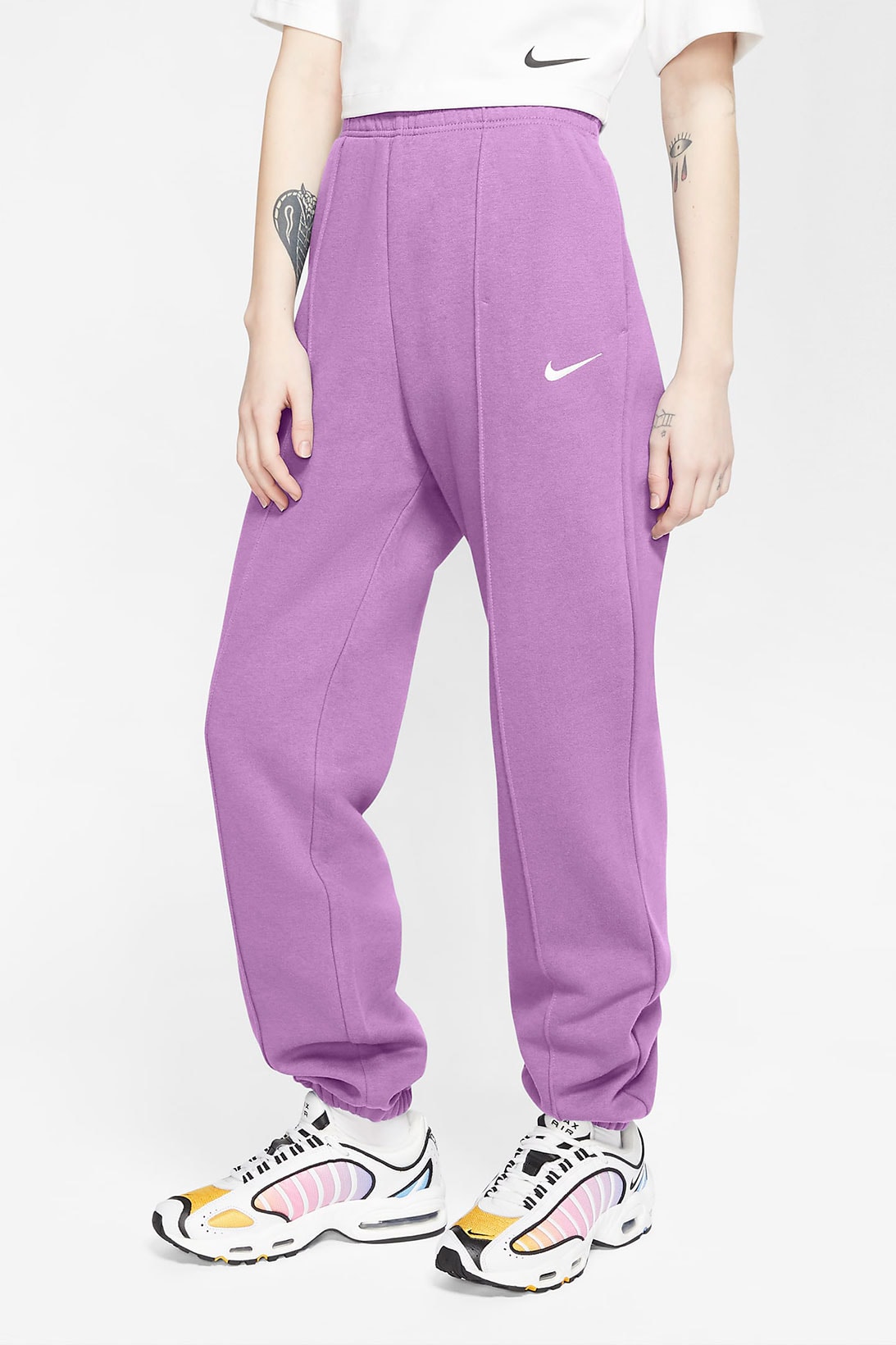 nike sportswear womens fleece sweatpants loungewear purple front