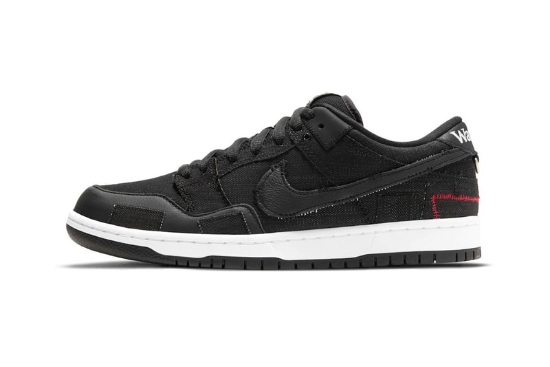 nike verdy sb dunk low wasted youth sneakers collaboration black white rose kicks shoes sneakerhead footwear lateral