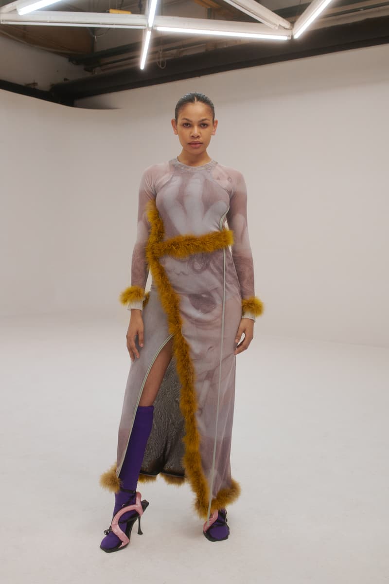 ottolinger fall winter 2021 fw21 collection paris fashion week pfw sheer print dress faux fur