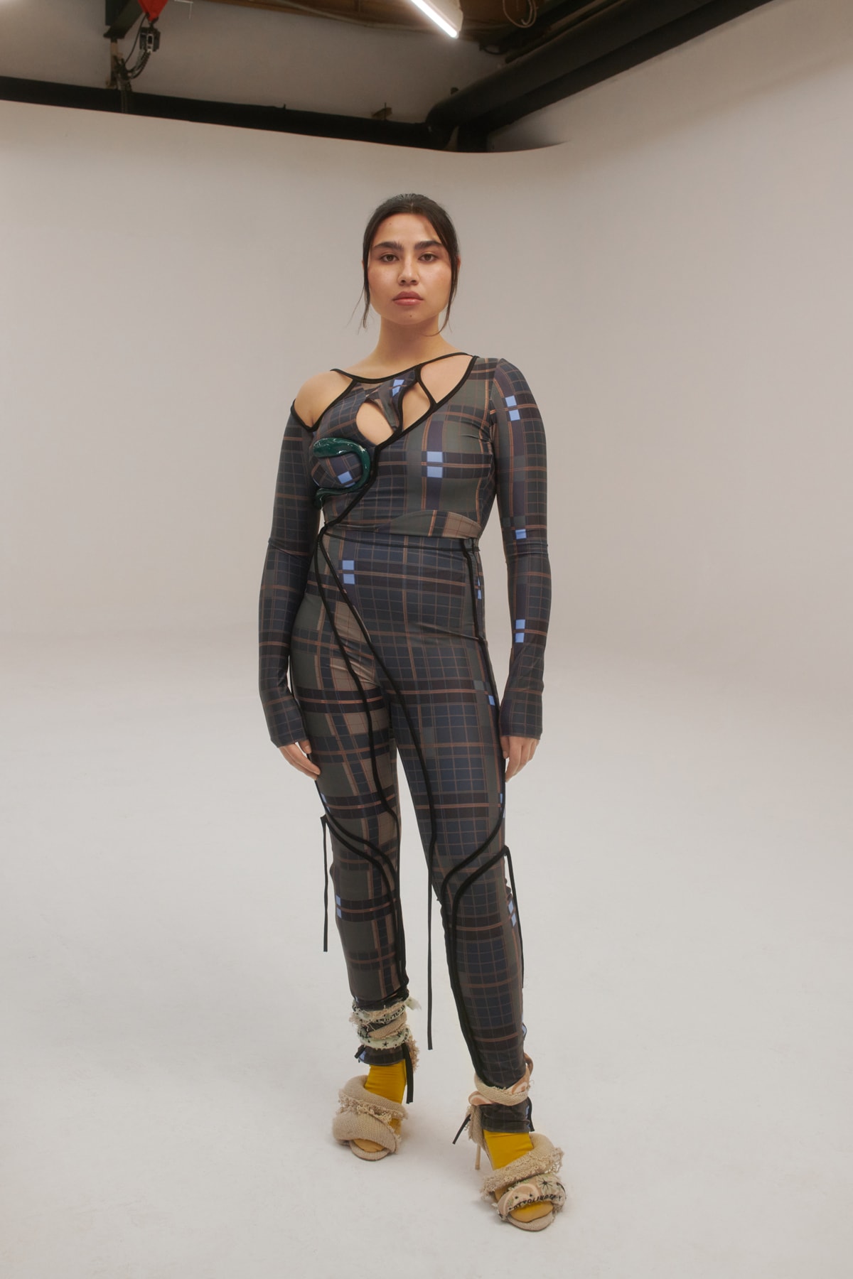 ottolinger fall winter 2021 fw21 collection paris fashion week pfw sheer plaid check top bottom
