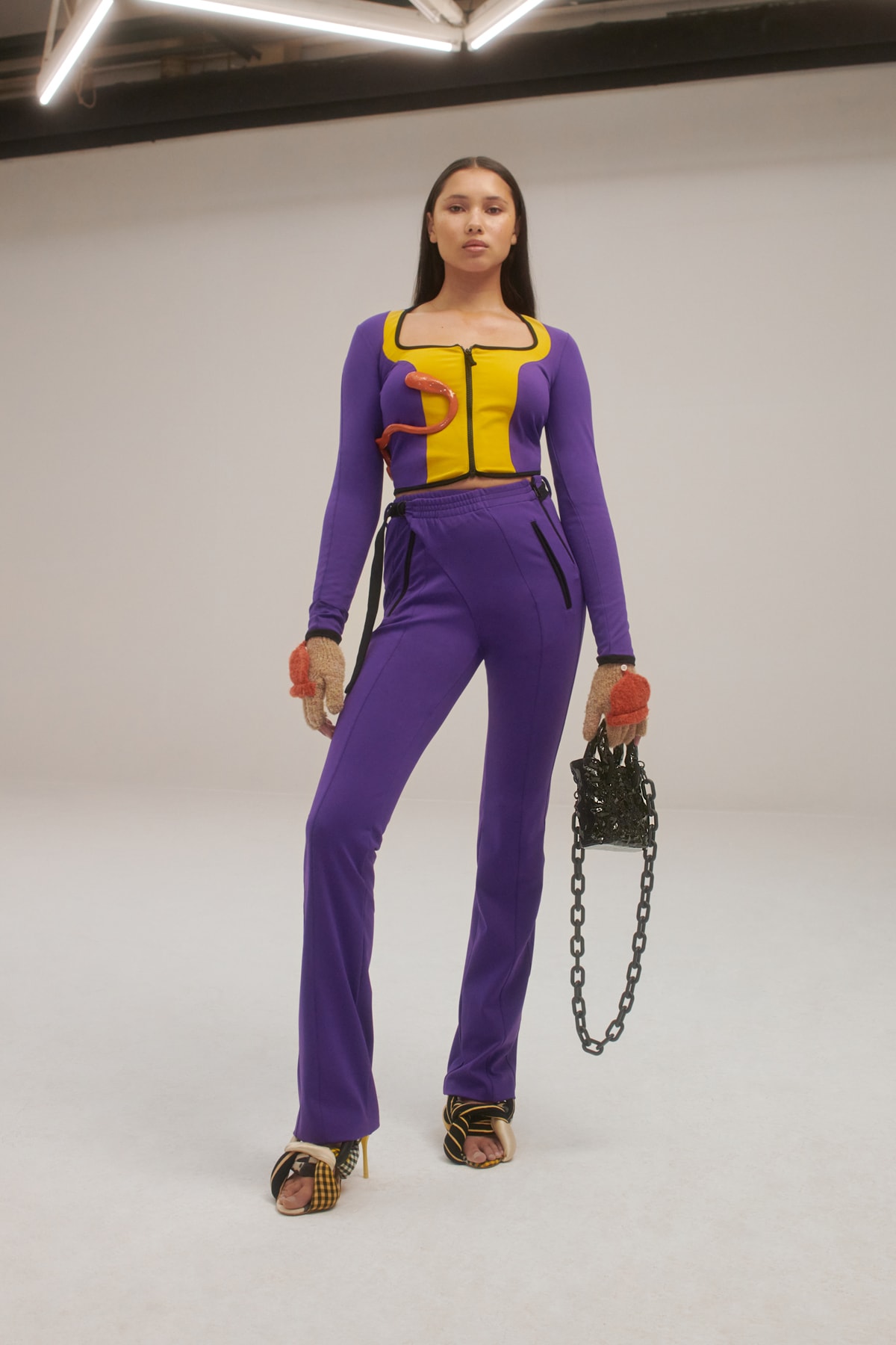 ottolinger fall winter 2021 fw21 collection paris fashion week pfw matching top pants purple yellow