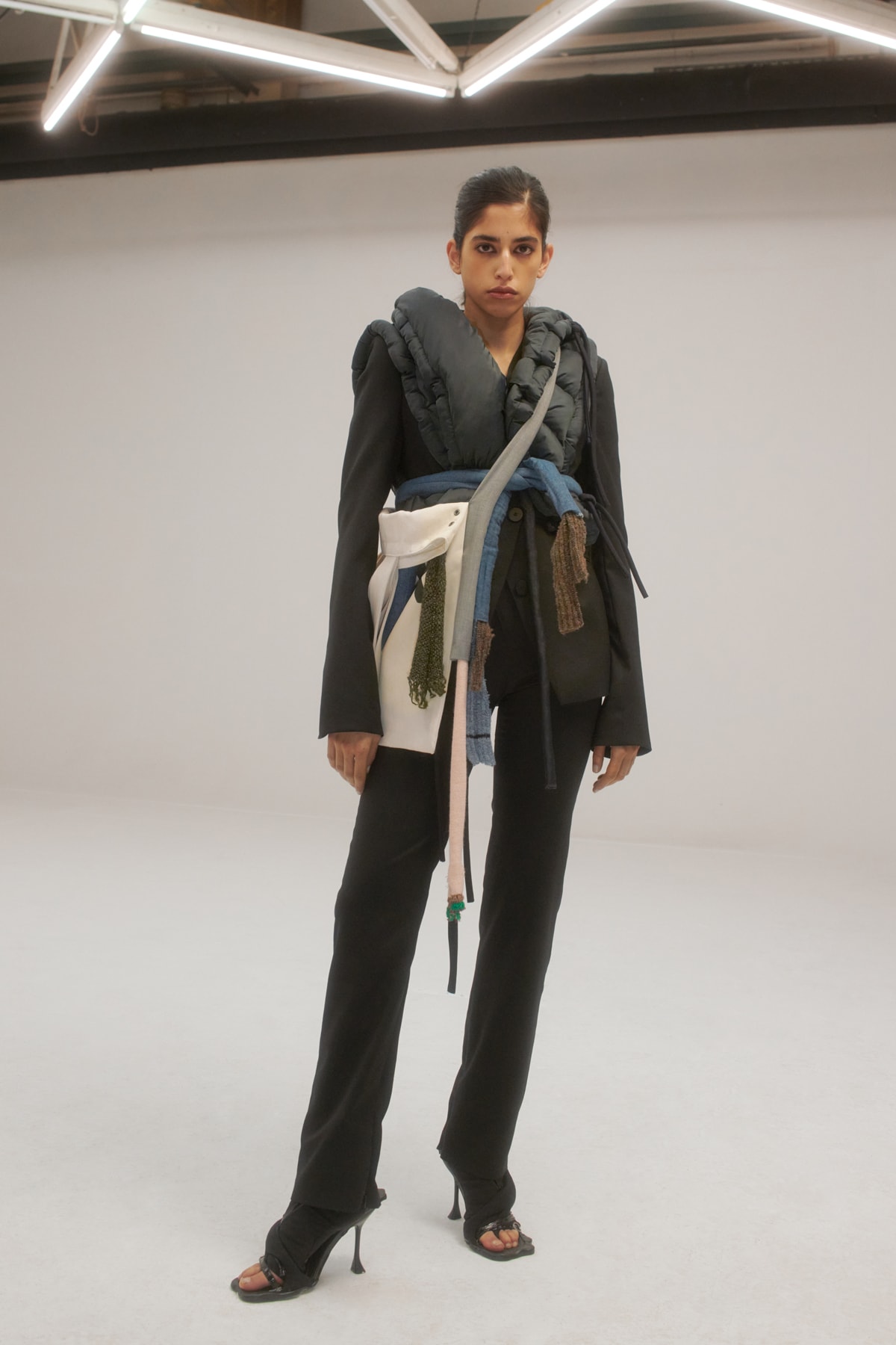 ottolinger fall winter 2021 fw21 collection paris fashion week pfw puffer top trousers crossbody bag