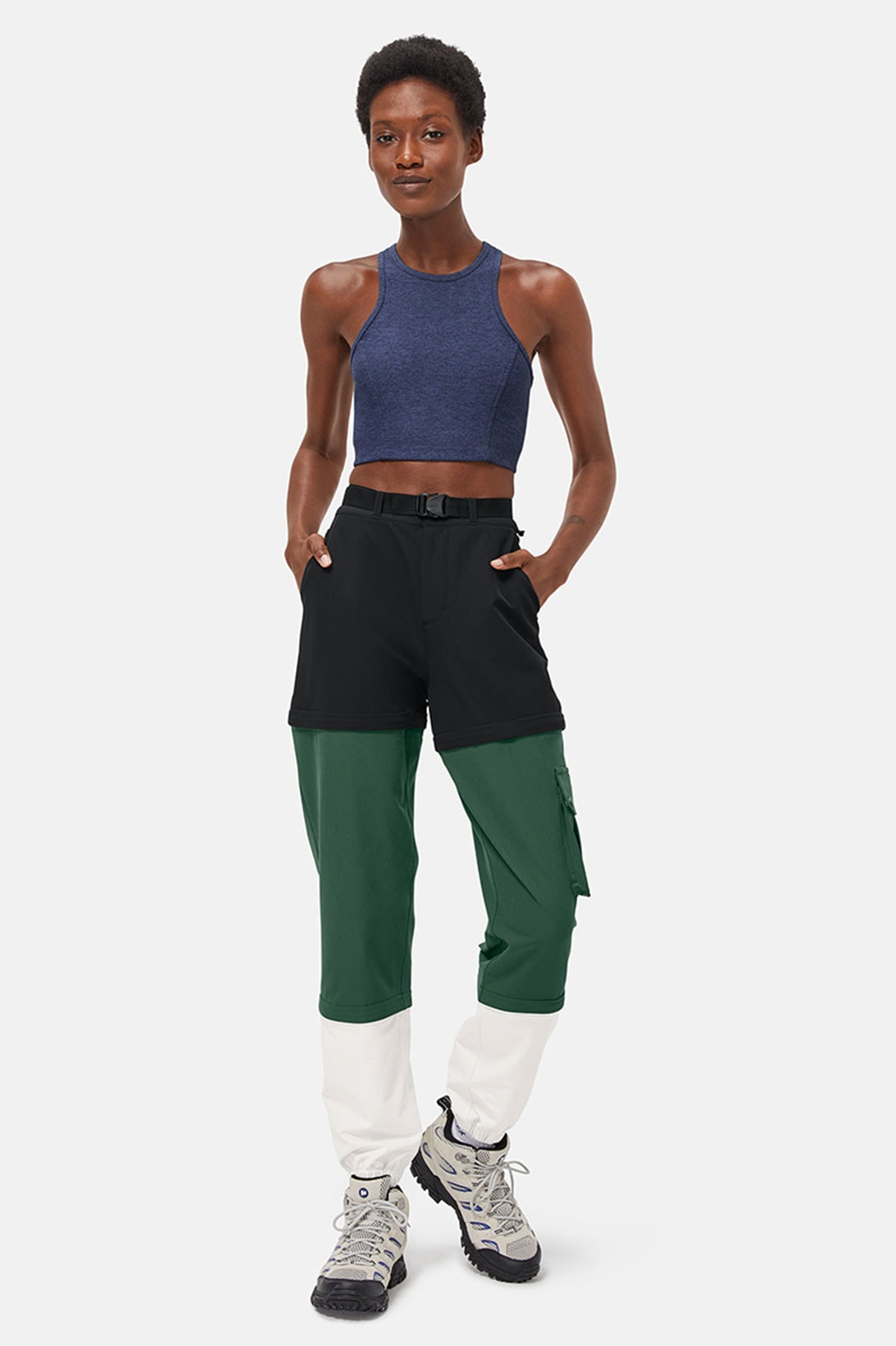 outdoor voices ov hiking collection activewear cropped top zip off pants