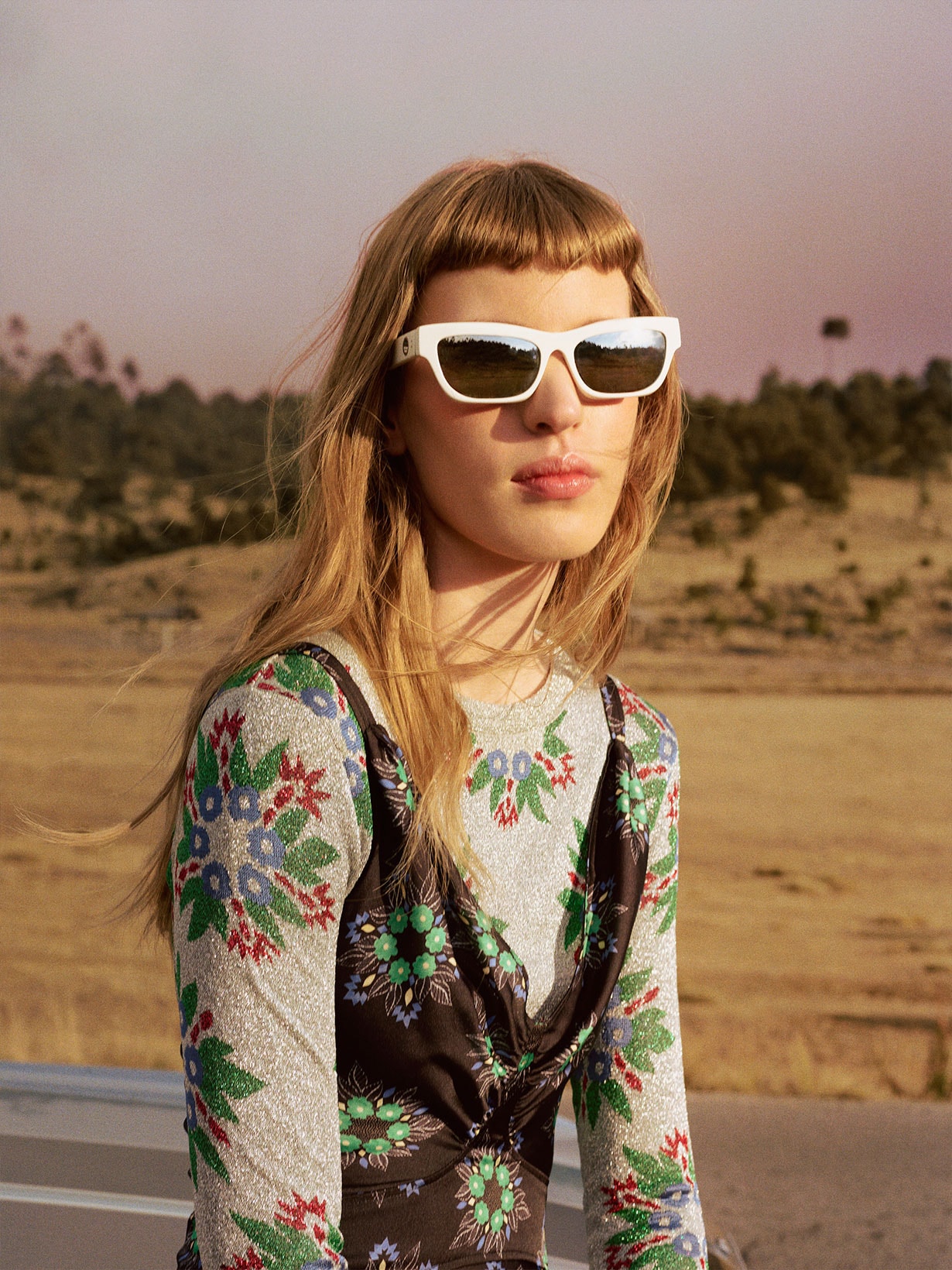 paco rabanne linda farrow eyewear sunglasses collaboration floral top