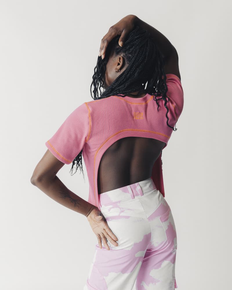 phlemuns february 2021 spring drop collection pink cutout top cloud pants