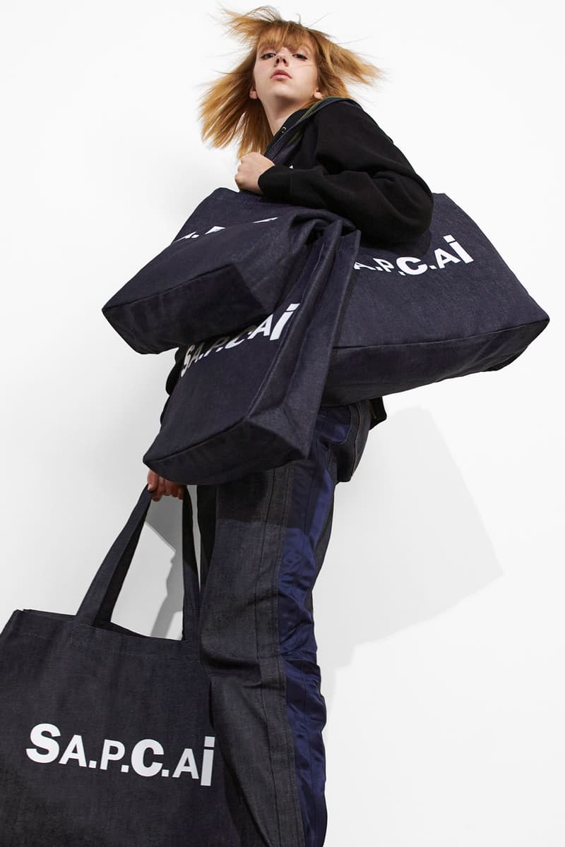 sacai apc interaction9 collaboration lookbook chitose abe jean touitou hoodie pants denim tote bags