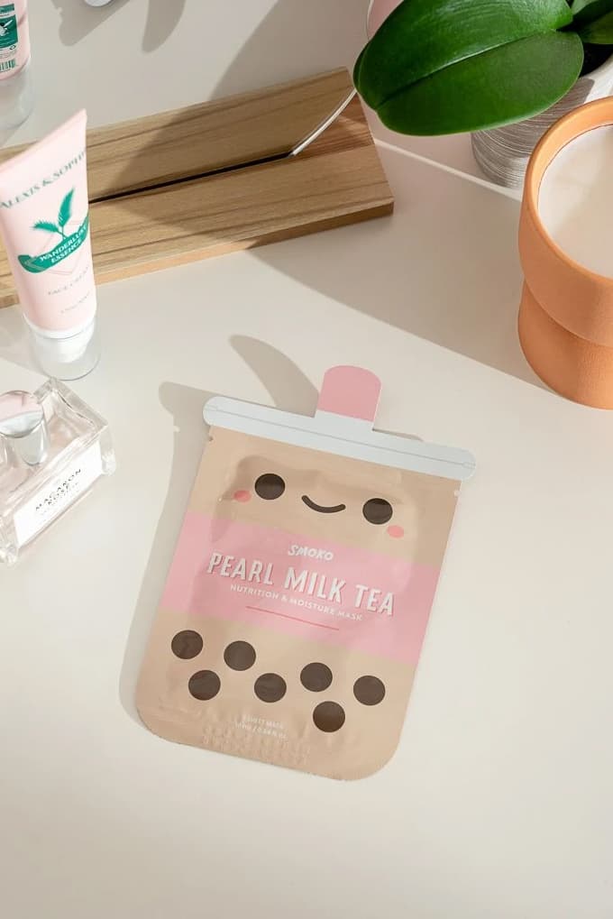 SMoko Bubble Boba Pearl Milk Tea Sheet Mask Micro Cute Skincare 