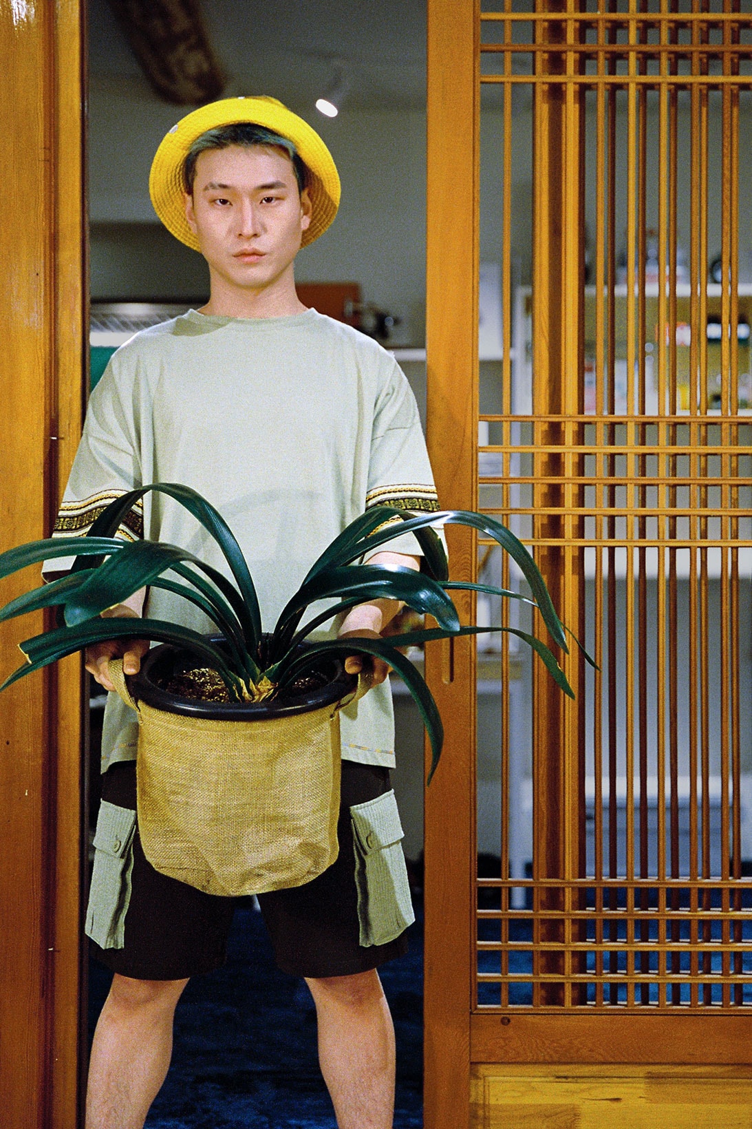 sundae school spring 2021 collection lookbook the scent exudes korean bucket hat tshirt shorts plant