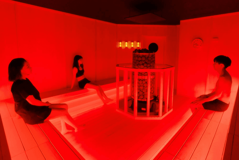 teamlab digital art rinkan sauna tiktok reconnect immersive installation red stone