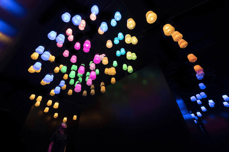 teamlab digital art rinkan sauna tiktok reconnect immersive installation ceiling