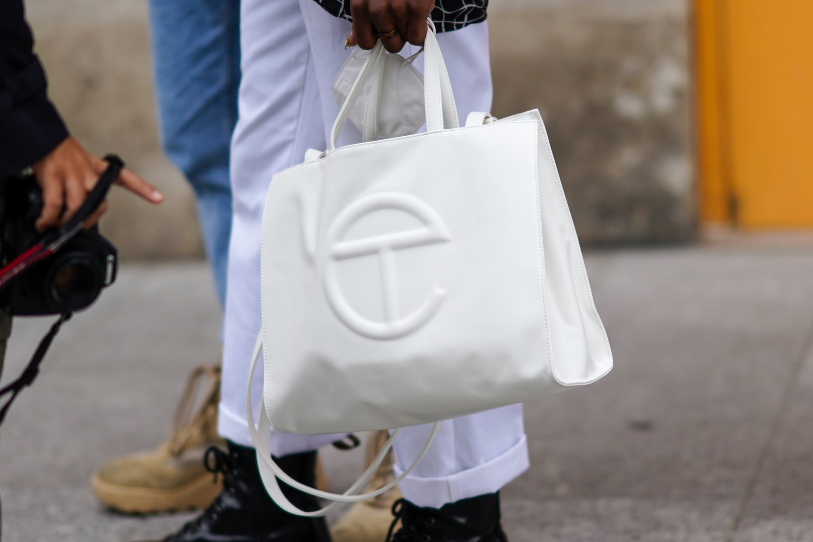 Telfar Bag White Paris Fashion Week Street Style 2021