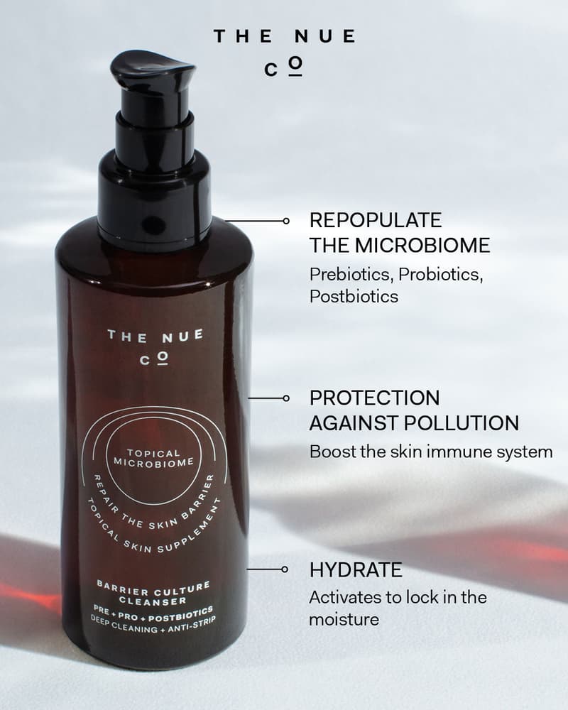 the nue co skincare barrier culture facial cleanser bottle packaging