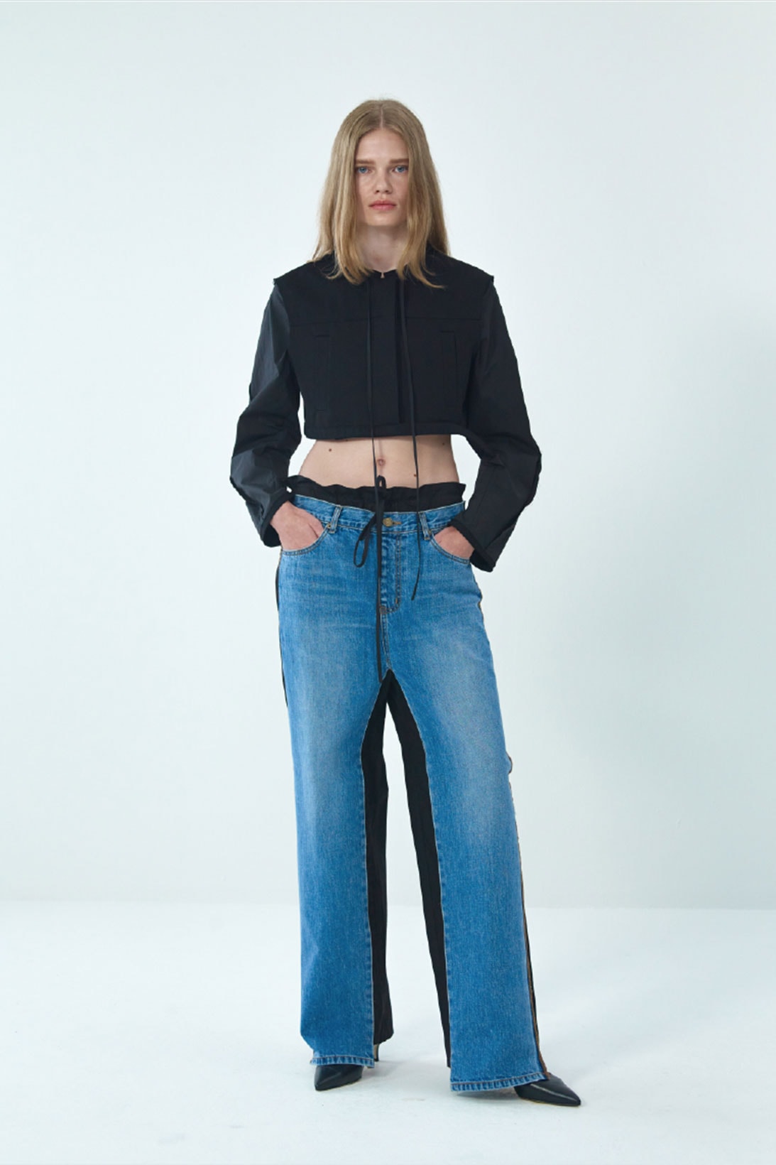 theopen product spring summer 2021 ss21 collection lookbook cropped top jeans denim