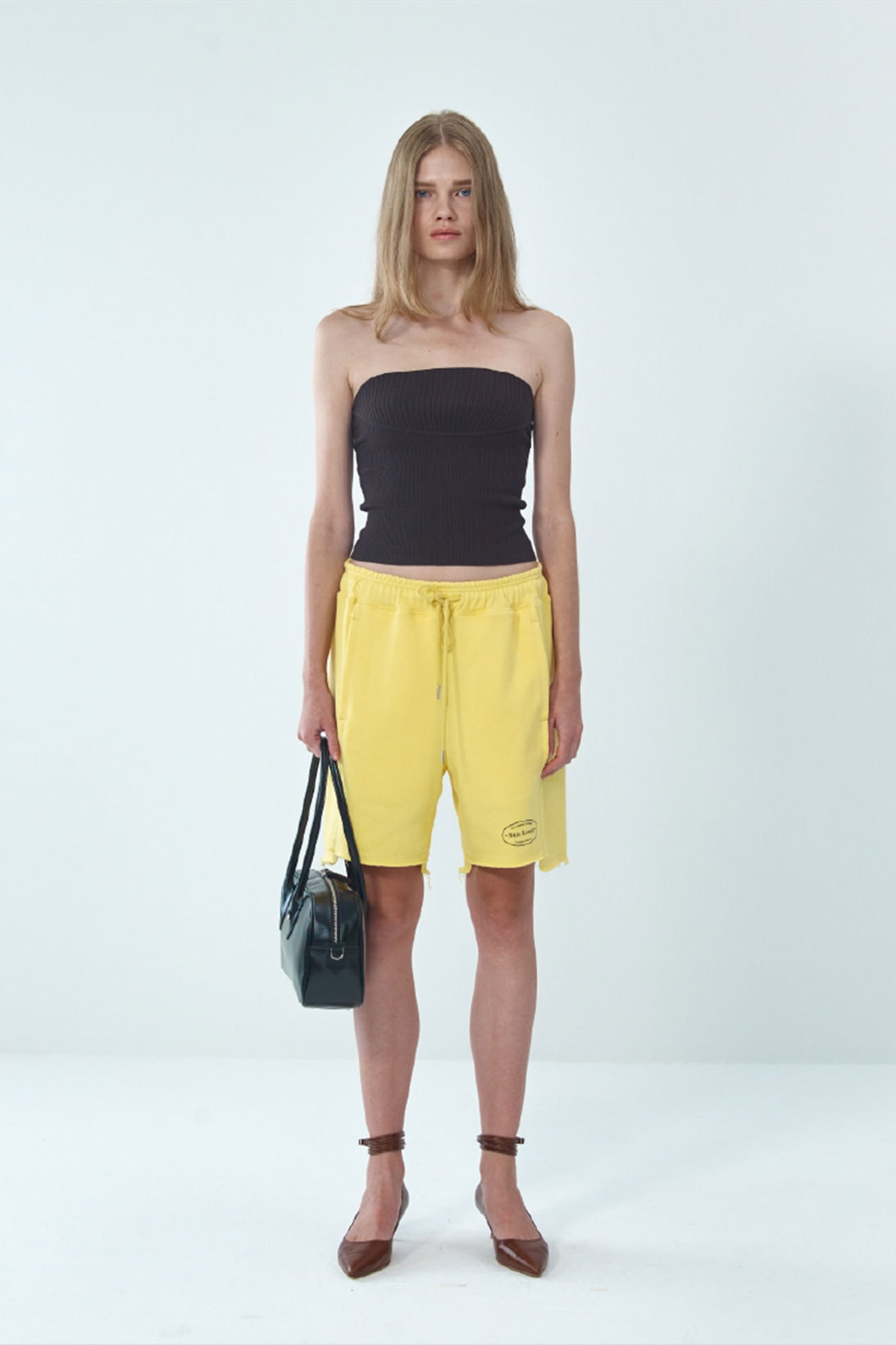 theopen product spring summer 2021 ss21 collection lookbook strapless top shorts yellow