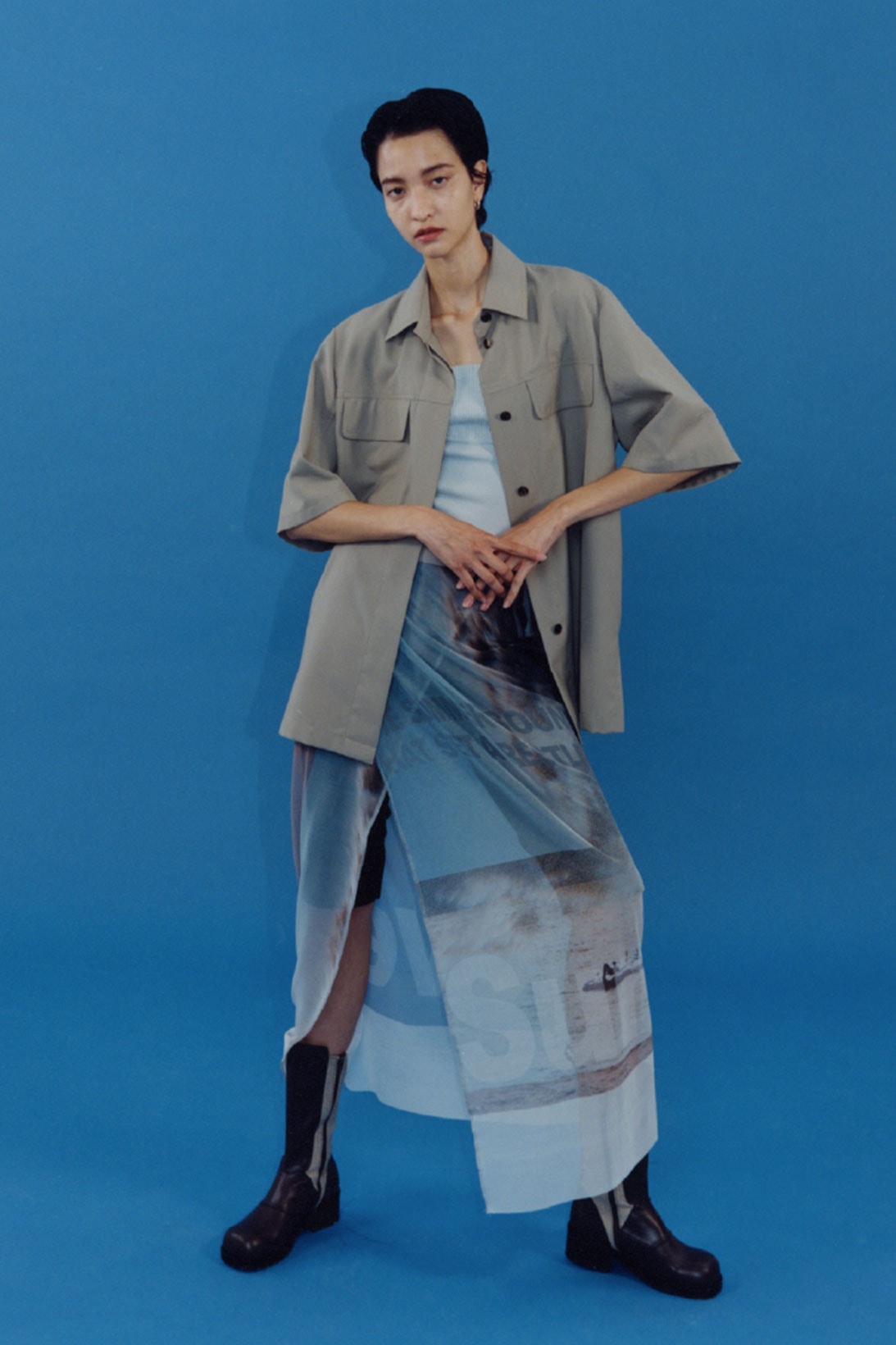 theopen product spring summer 2021 ss21 collection lookbook shirt dress skirt slit
