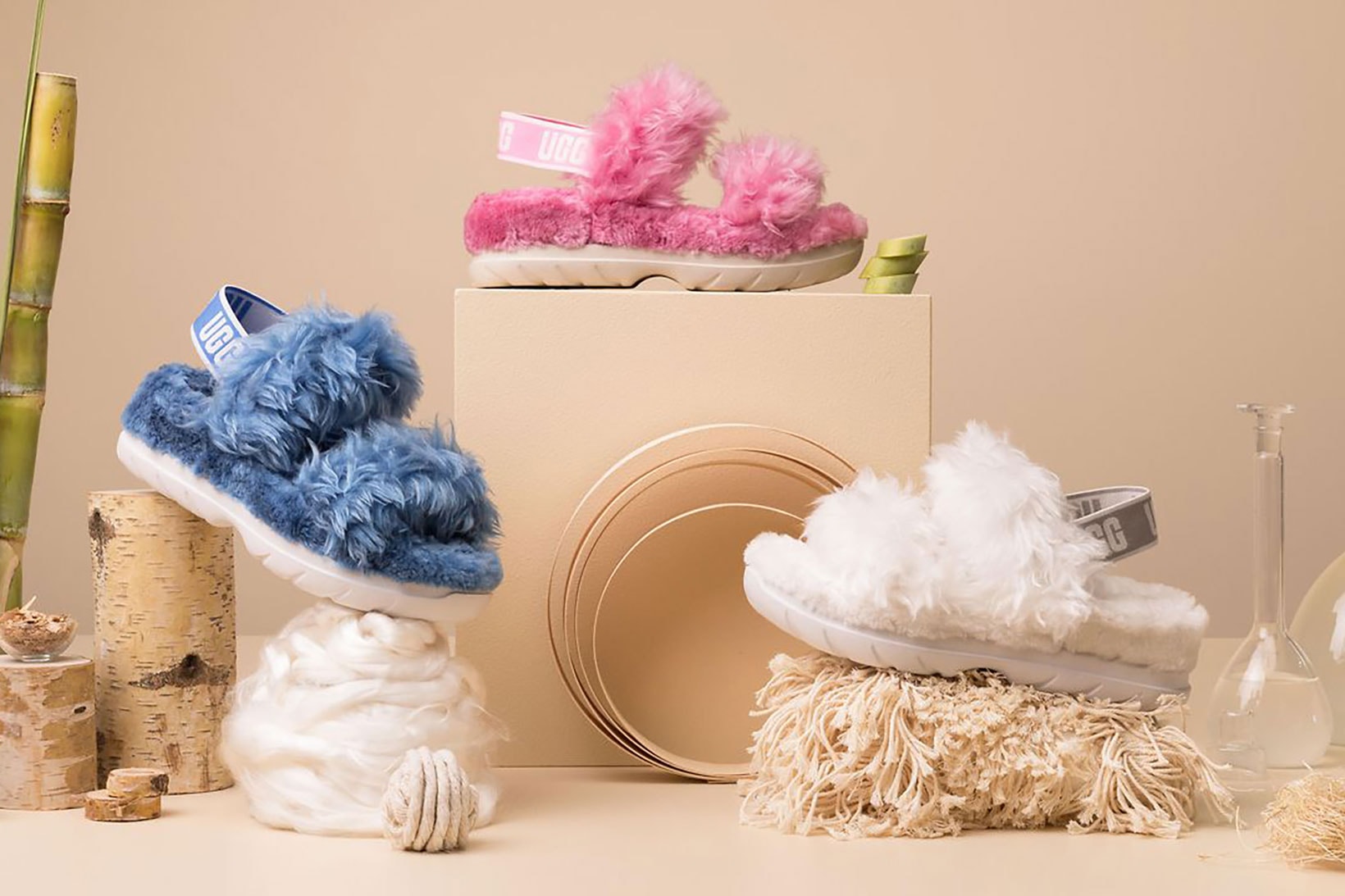 ugg plant power collection fluff sugar sandal sustainable pink blue white
