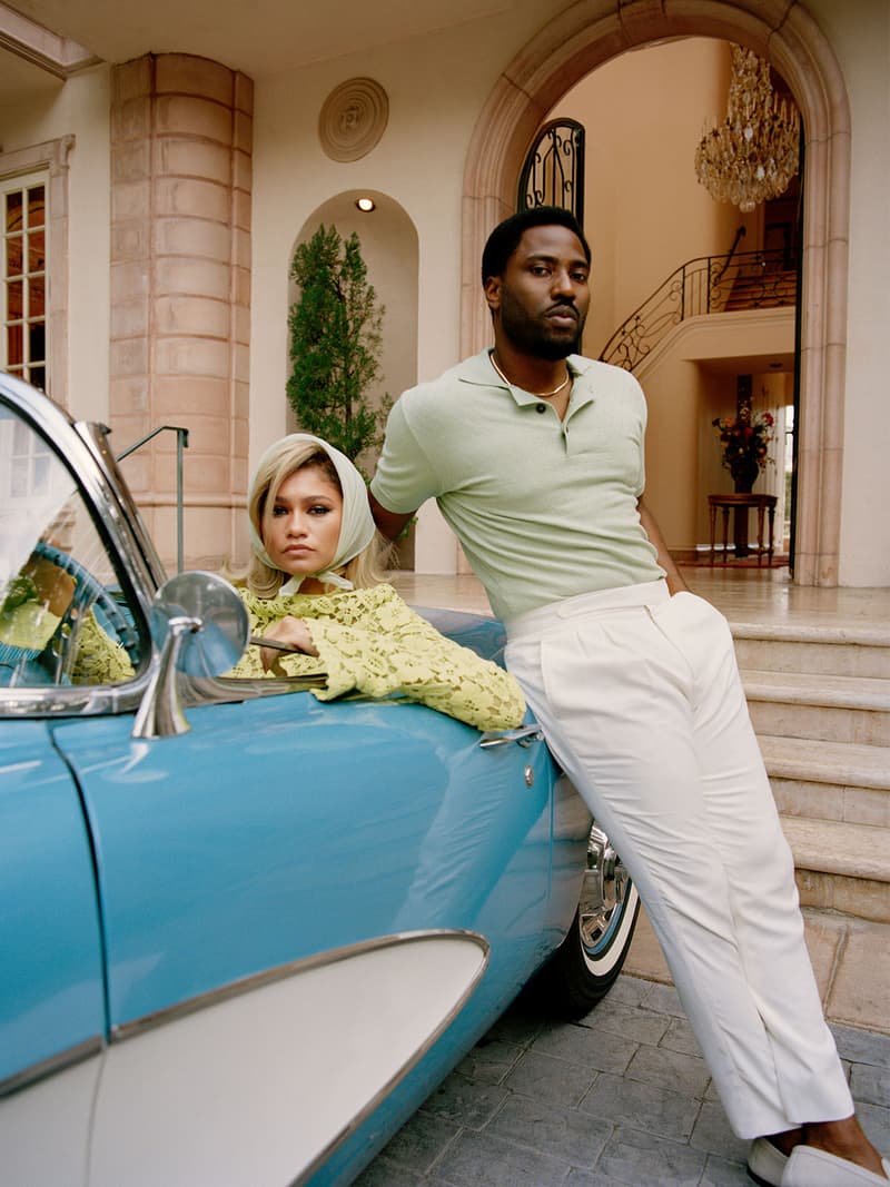 zendaya john david washington w magazine cover malcolm and marie interview blue car head scarf