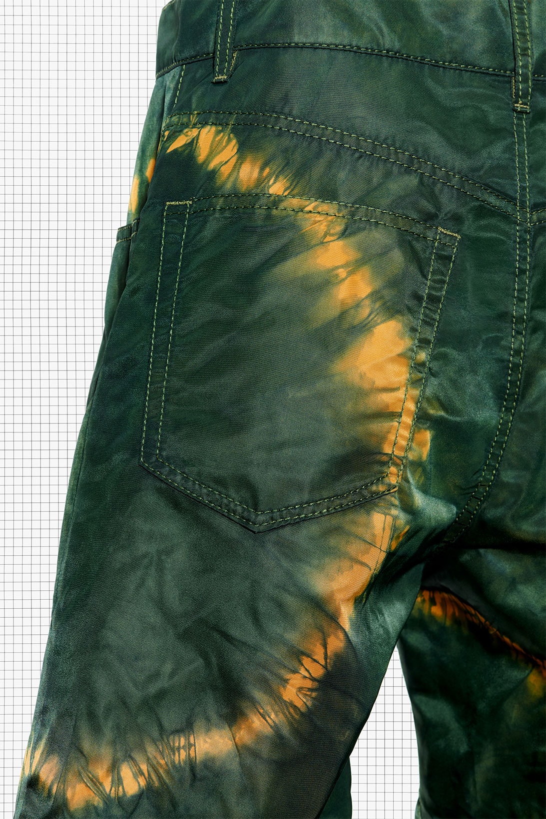 acne studios repurposed drop 3 hiking tie-dye shorts details