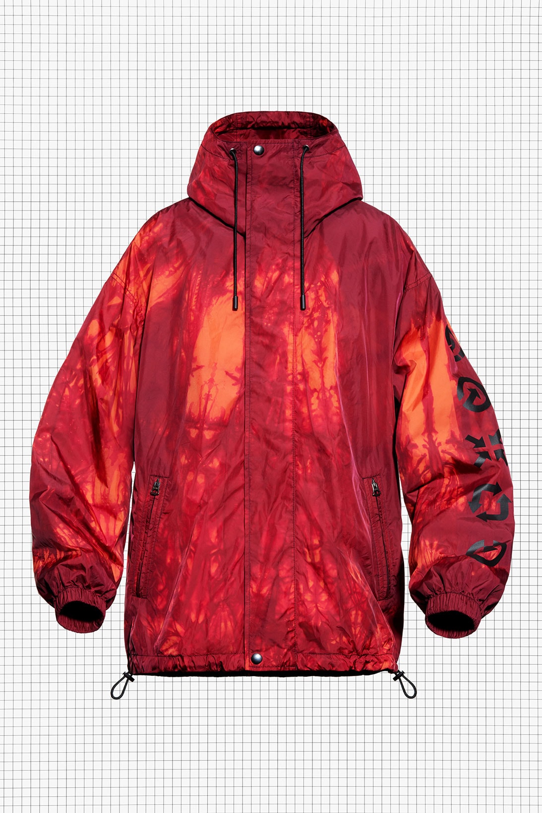 acne studios repurposed drop 3 hiking tie-dye parka jacket pink orange