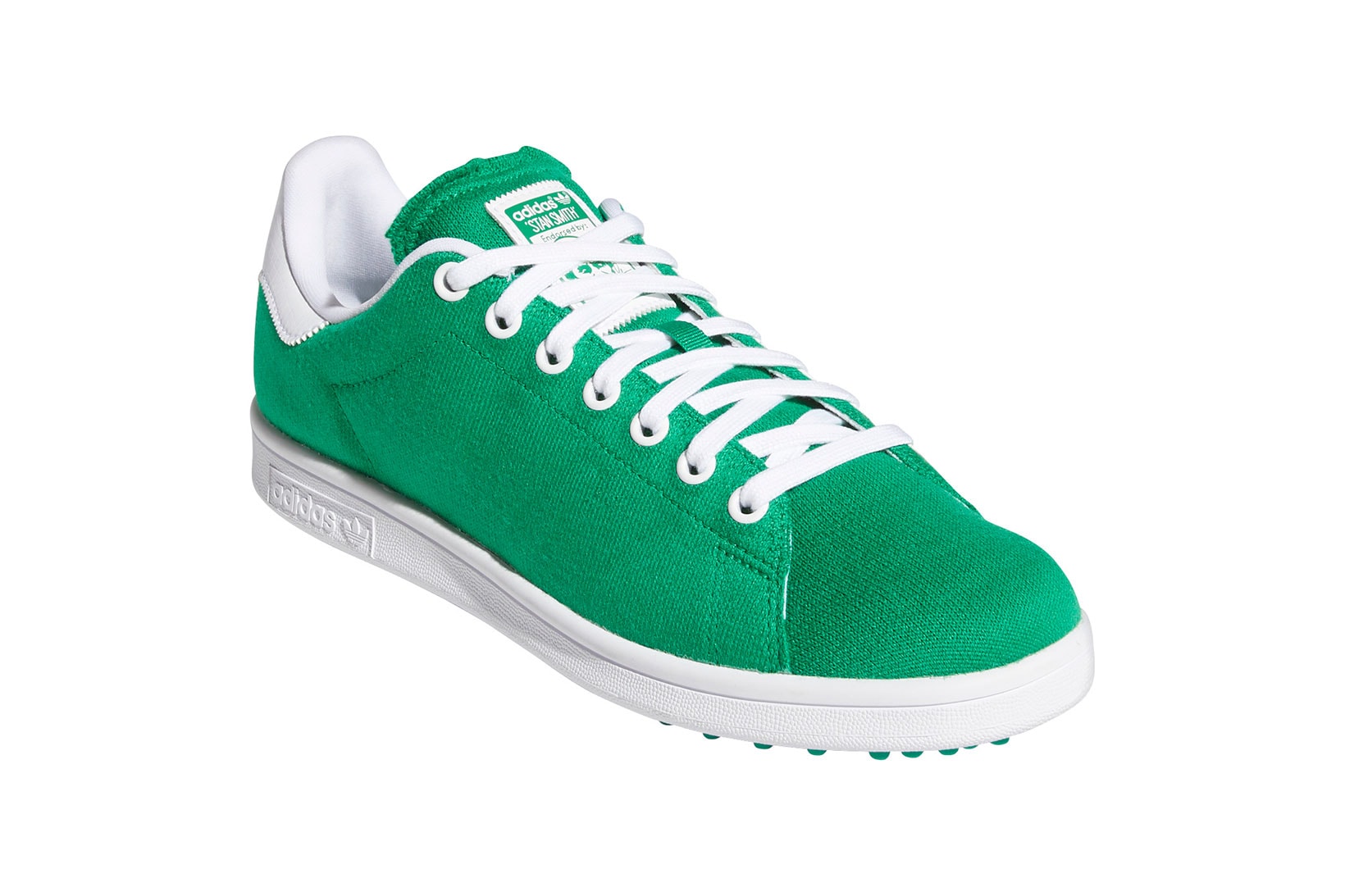adidas originals golf stan smith sneakers sustainable green white footwear shoes kicks sneakerhead lateral