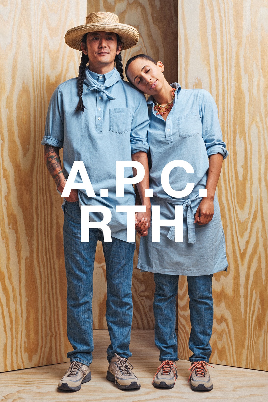 apc rth collaboration campaign denim shirt jeans pants sneakers hat