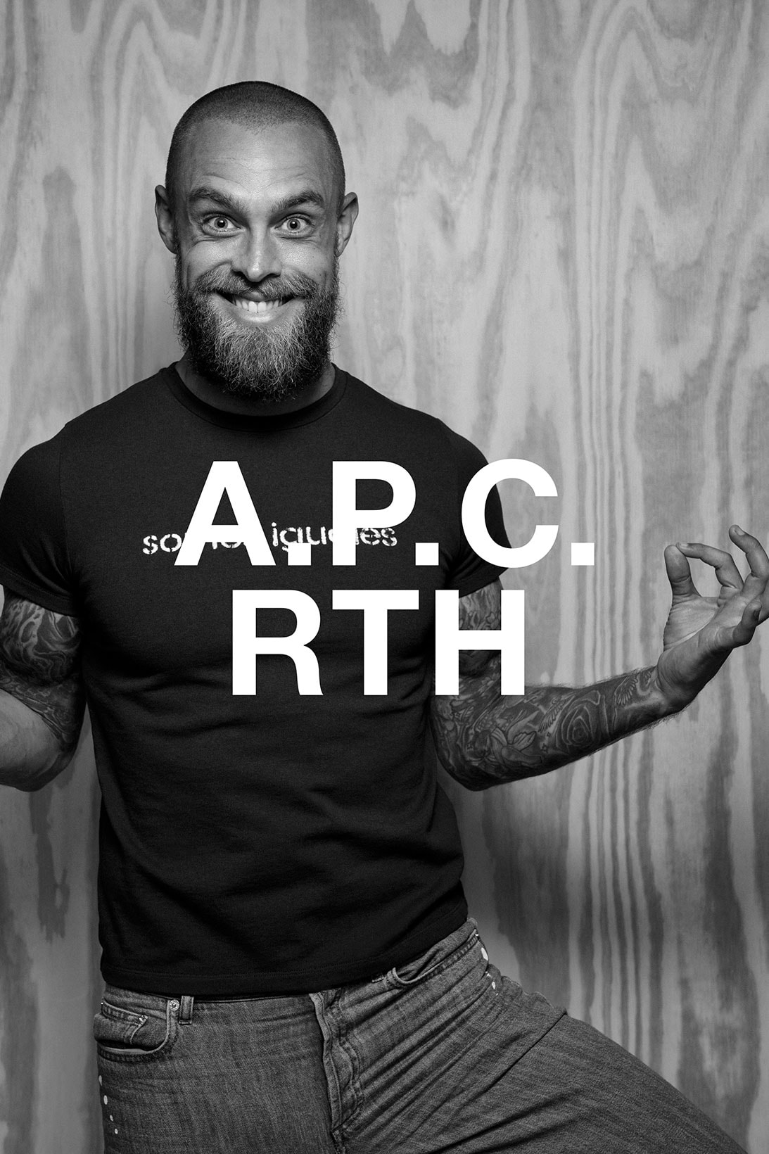 apc rth collaboration campaign t-shirt jeans