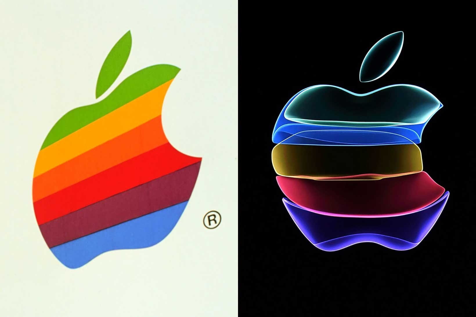 apple 1977 rainbow logo revive update new look