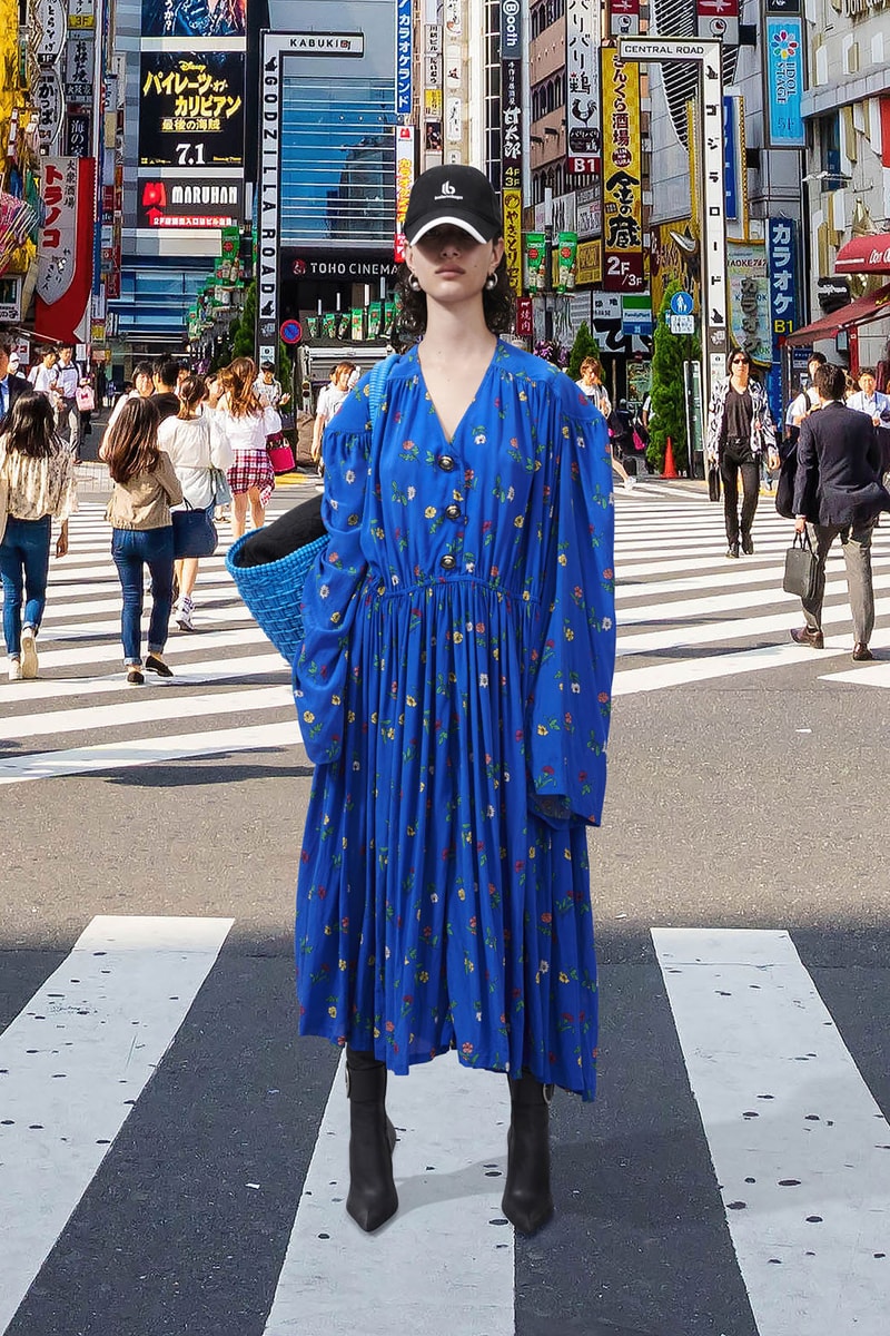 balenciaga pre-fall 2021 collection demna gvasalia blue floral dress tokyo