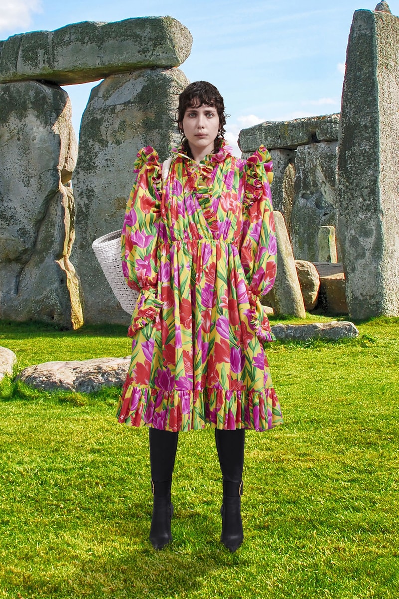 balenciaga pre-fall 2021 collection demna gvasalia stonehenge floral dress