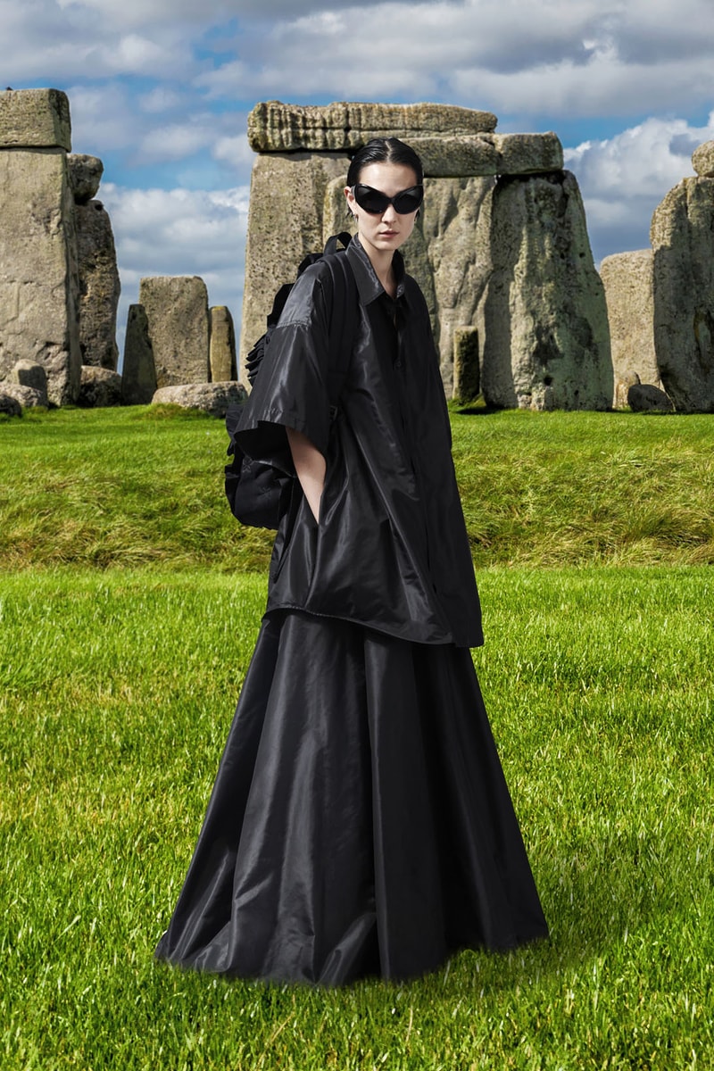 balenciaga pre-fall 2021 collection demna gvasalia stonehenge black dress