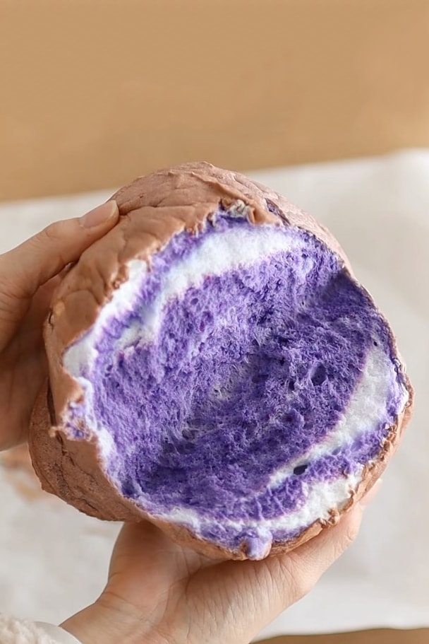 TikTok Cloud Bread Recipes Viral Food Trend Baking Dessert Idea purple