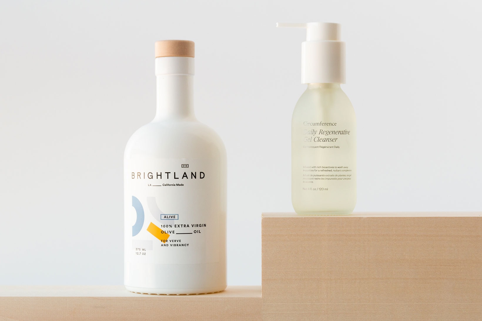 circumference brightland daily regenerative gel cleanser collaboration olive oil bottles packaging