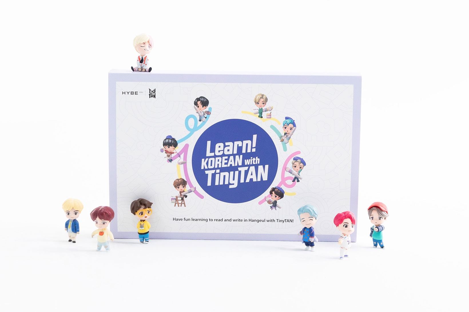 bts hybe learn korean with tinytan set kit box packaging characters