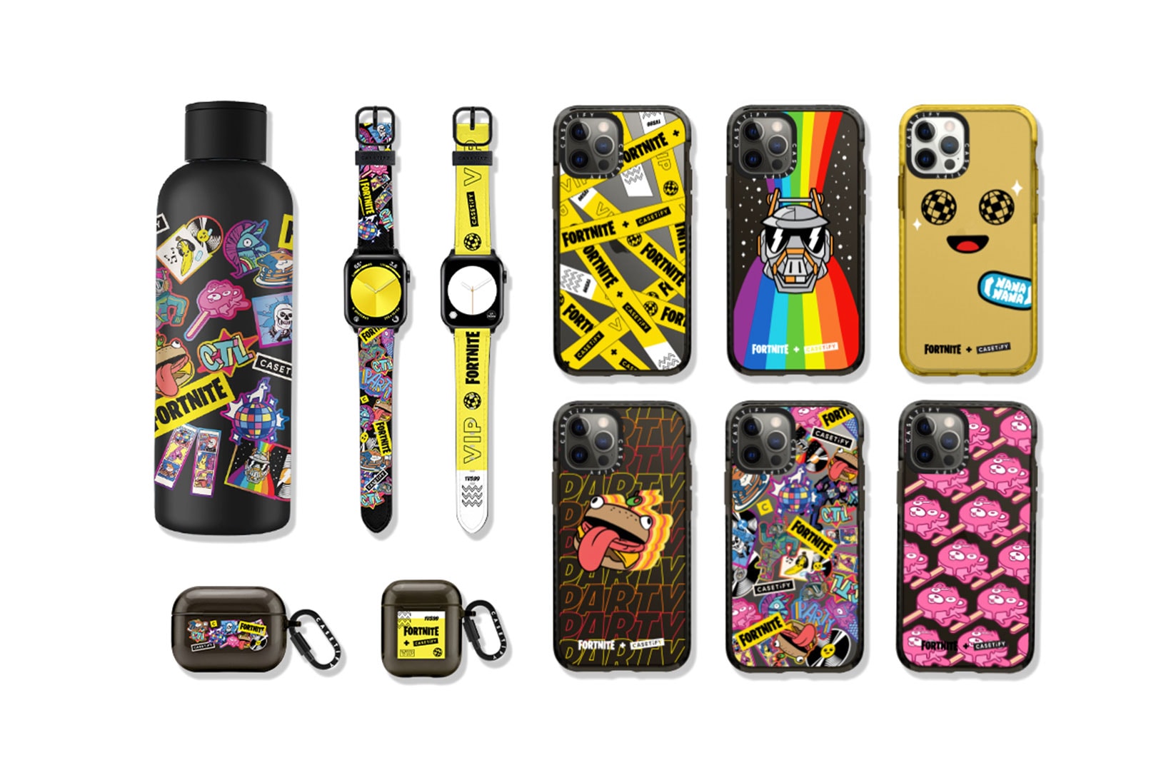 casetify fortnite epic games collaboration collection water bottle apple watch iphone cases airpods