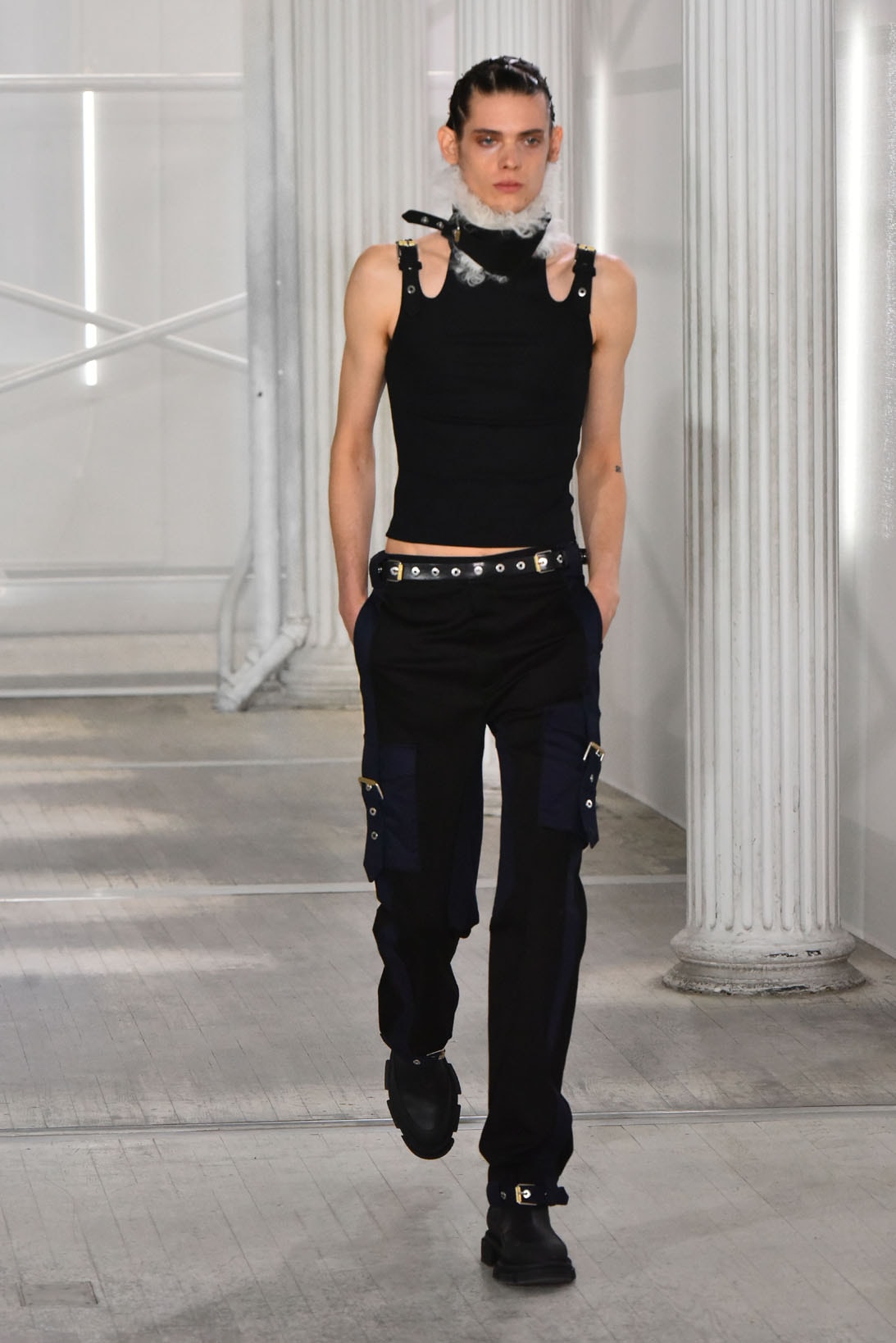 dion lee fall winter 2021 fw21 collection runway tank top leather straps studs pants