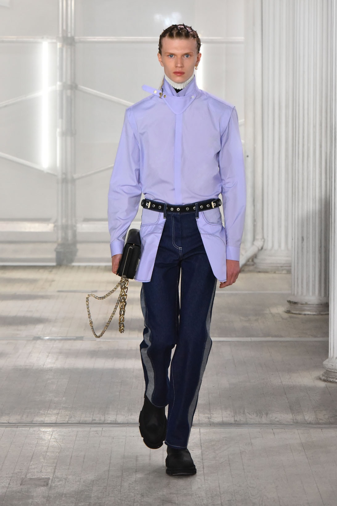 dion lee fall winter 2021 fw21 collection runway shirt jeans belt