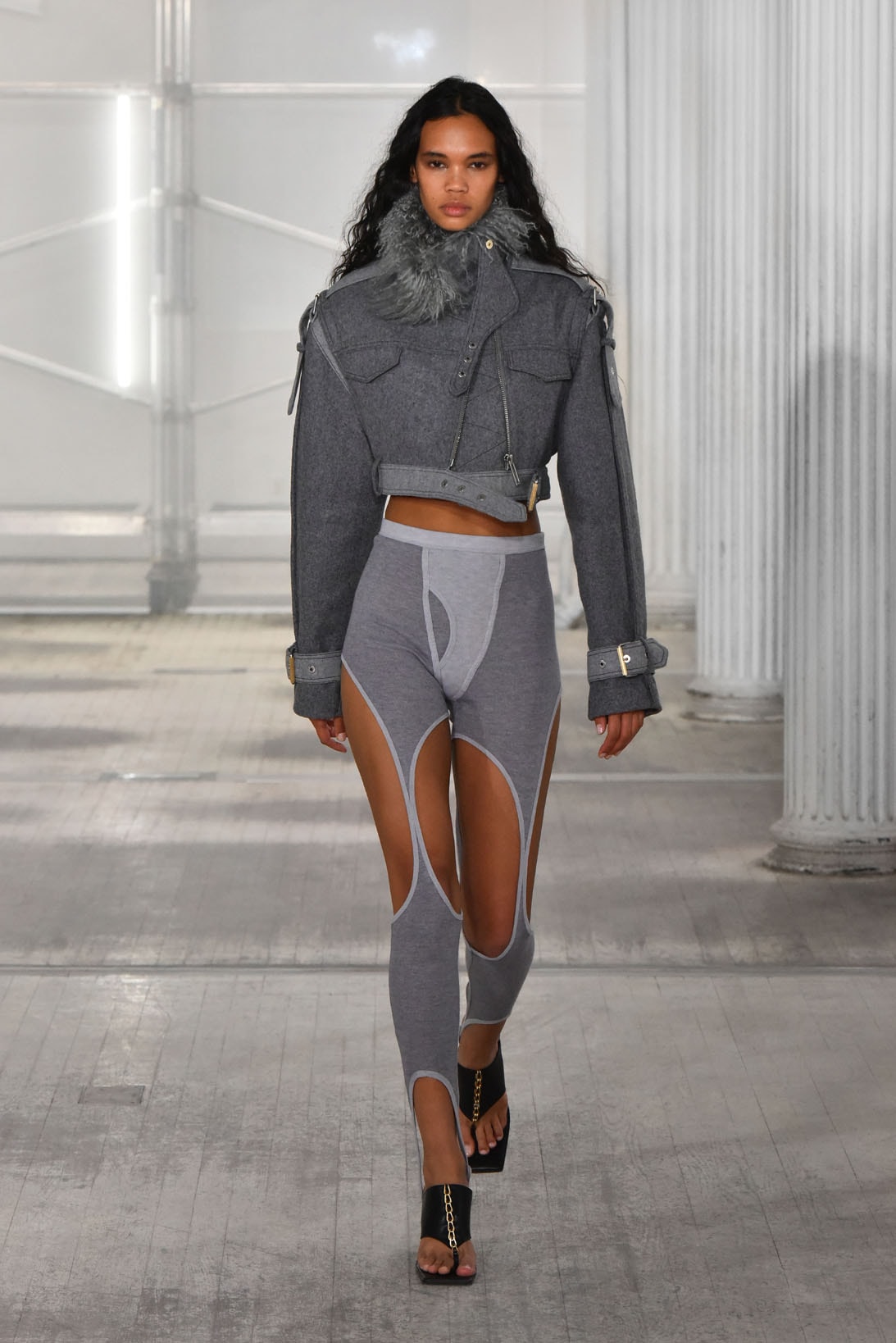 dion lee fall winter 2021 fw21 collection runway leggings cut out jacket